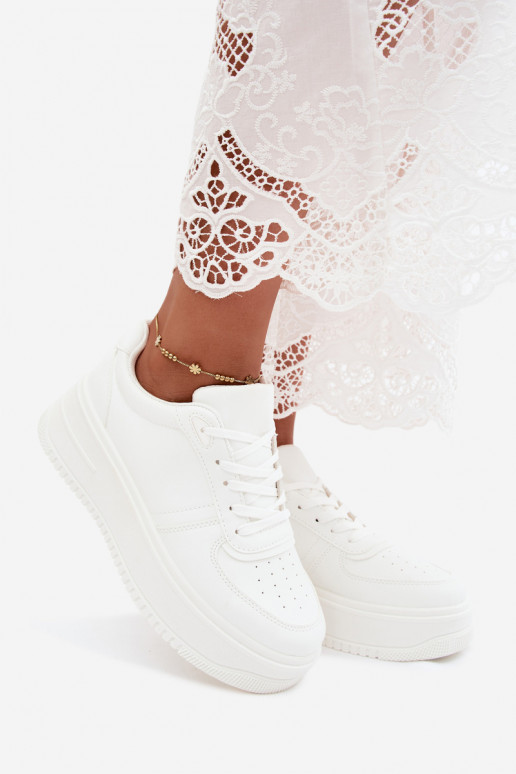 Weiße Damen-Sneaker mit Plateau aus Kunstleder Crosbella