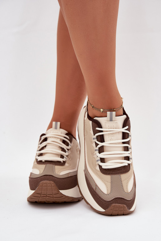Damen sandfarbene Sneakers mit Plattform Big Star SS274002 HI-POLY SYSTEM