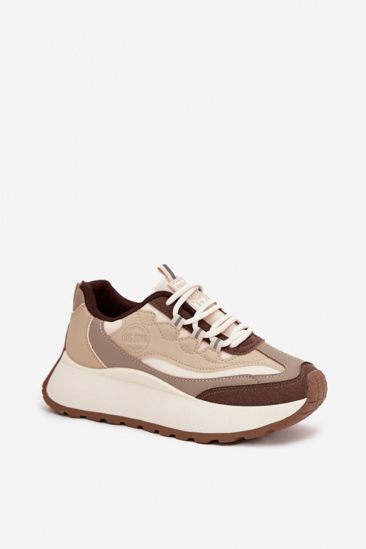 Damen sandfarbene Sneakers mit Plattform Big Star SS274002 HI-POLY SYSTEM