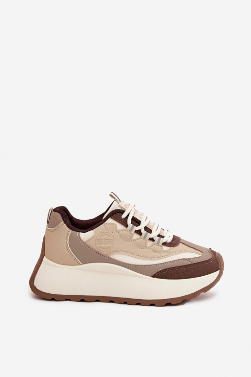Damen sandfarbene Sneakers mit Plattform Big Star SS274002 HI-POLY SYSTEM