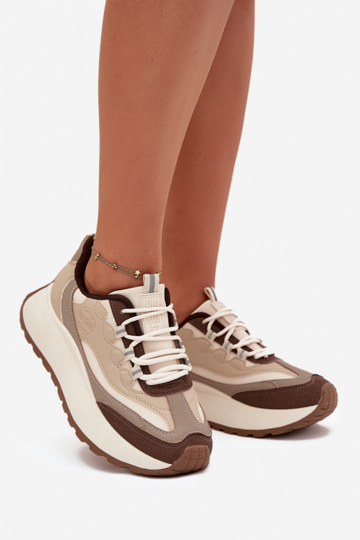 Damen sandfarbene Sneakers mit Plattform Big Star SS274002 HI-POLY SYSTEM