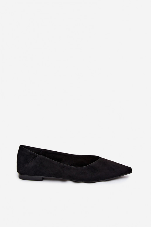 Schwarze Ballerinas mit spitzen Zehen aus Kunstveloursleder Corabella