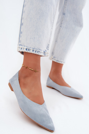 Blaue Ballerinas mit spitzen Zehen aus Kunstveloursleder Corabella 2