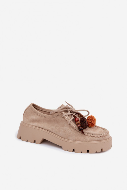 Schuhe mit schönen Details aus Kunstveloursleder in Sand Melonia