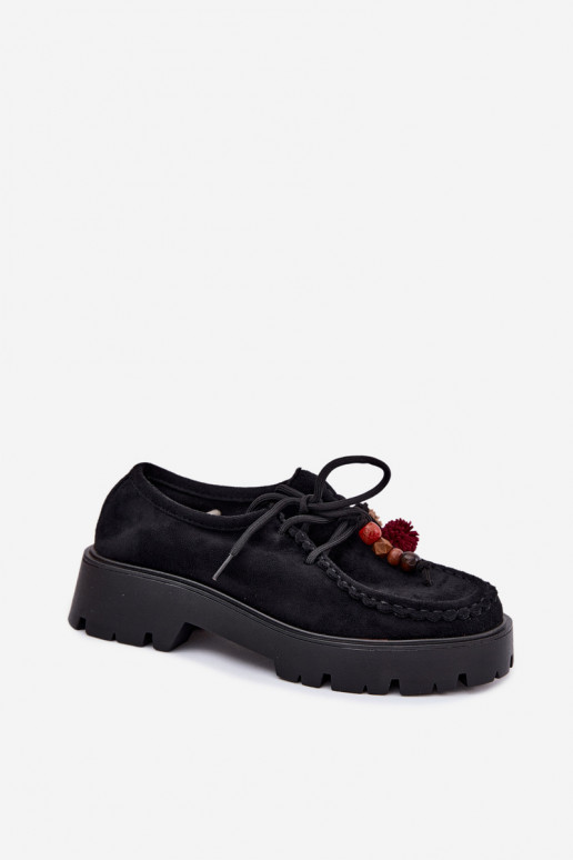 Schuhe mit schönen Details aus Kunstveloursleder in Schwarz Melonia
