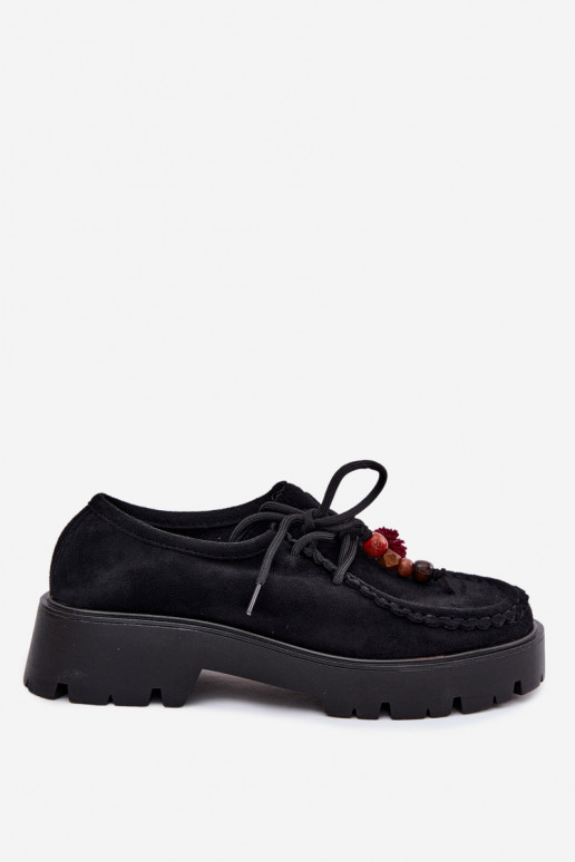 Schuhe mit schönen Details aus Kunstveloursleder in Schwarz Melonia