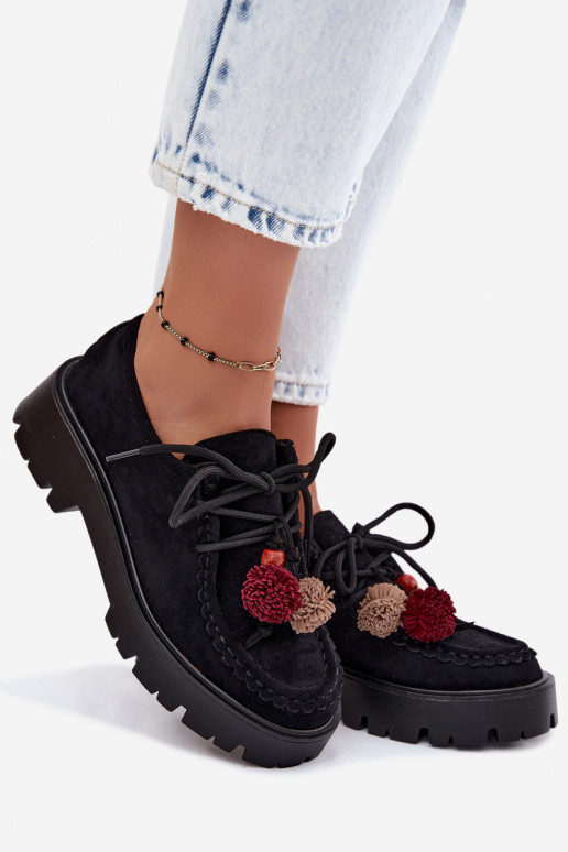 Schuhe mit schönen Details aus Kunstveloursleder in Schwarz Melonia