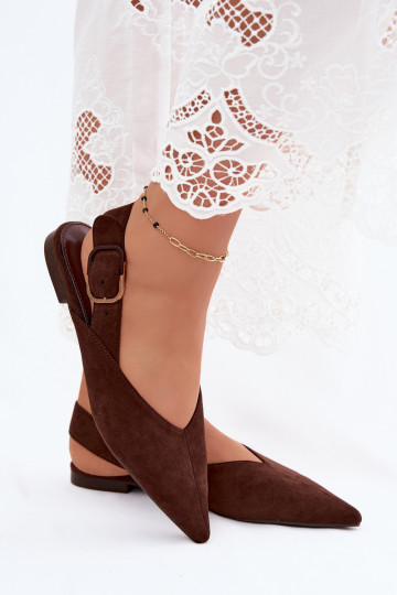 Damen Ballerinas mit Schnallen in Dunkelbraun Tanelia