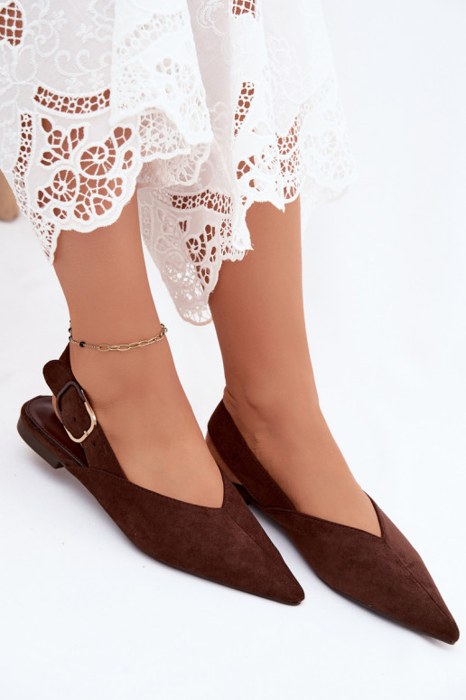 Damen Ballerinas mit Schnallen in Dunkelbraun Tanelia