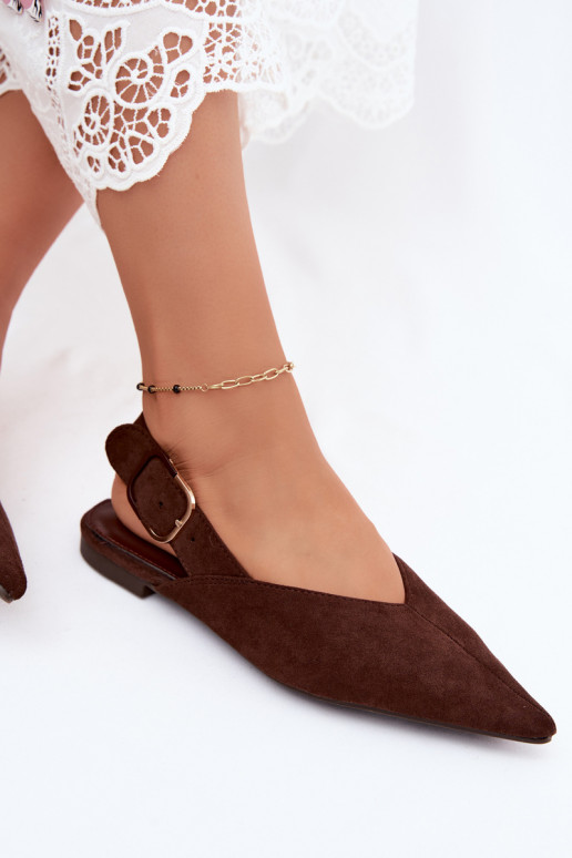 Damen Ballerinas mit Schnallen in Dunkelbraun Tanelia