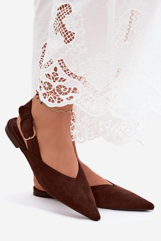 Damen Ballerinas mit Schnallen in Dunkelbraun Tanelia