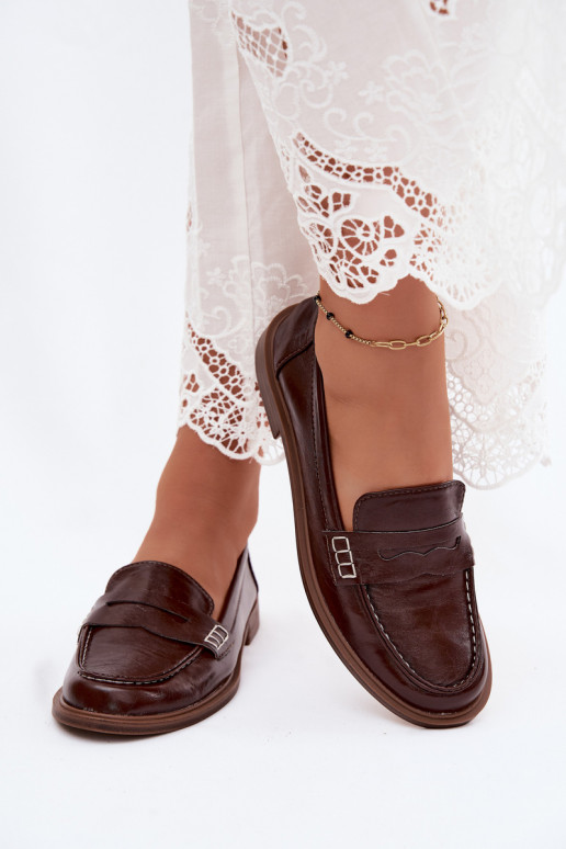 Damen Lackslipper in Schokoladenfarbe aus Kunstleder Roslyn