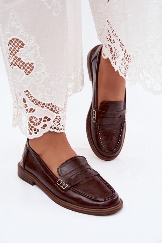 Damen Lackslipper in Schokoladenfarbe aus Kunstleder Roslyn