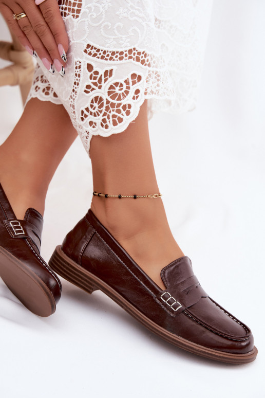 Damen Lackslipper in Schokoladenfarbe aus Kunstleder Roslyn