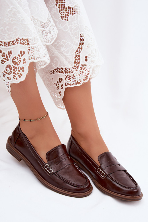 Damen Lackslipper in Schokoladenfarbe aus Kunstleder Roslyn