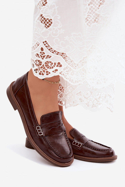 Damen Lackslipper in Schokoladenfarbe aus Kunstleder Roslyn