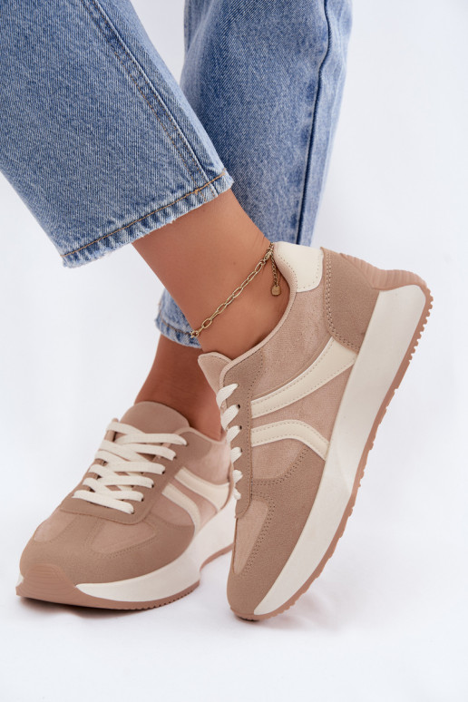 Damen Sneakers mit Plattform in Sandfarbe Laurelia