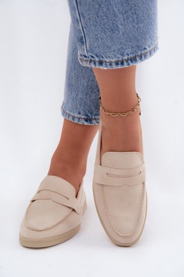 Damen Mokassins aus Kunstveloursleder beige Renelia 2