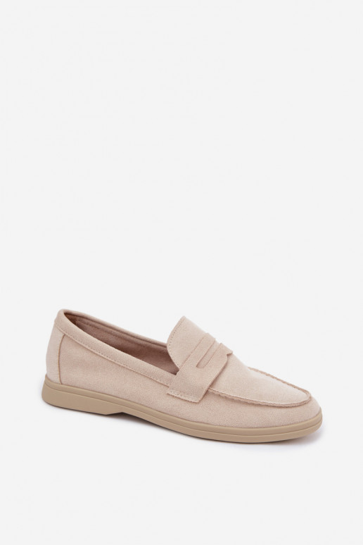 Damen Mokassins aus Kunstveloursleder beige Renelia