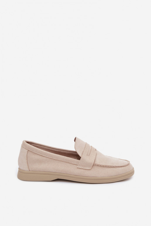 Damen Mokassins aus Kunstveloursleder beige Renelia