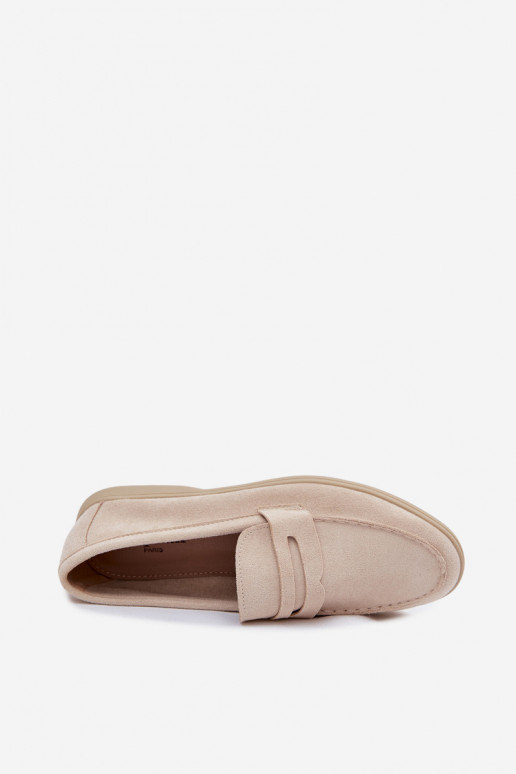 Damen Mokassins aus Kunstveloursleder beige Renelia