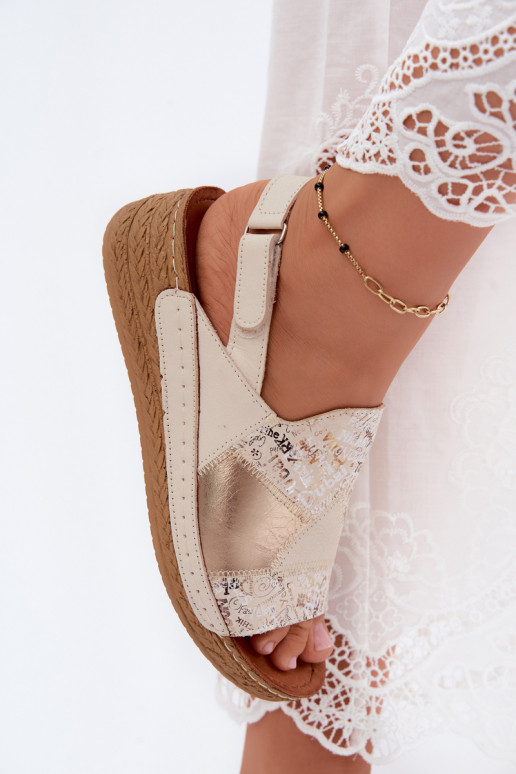 Beige Plattform-Sandalen Su Braid Tai turiciejka L7067-04