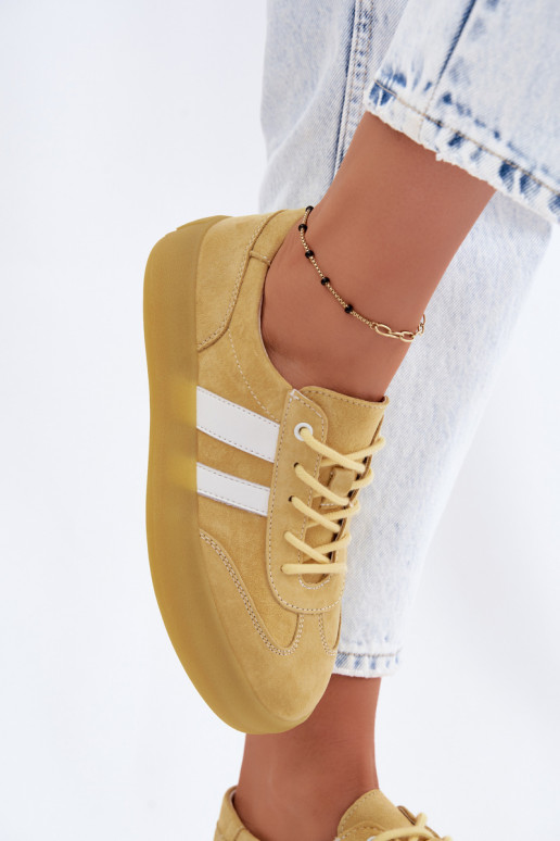 Gelbe Veloursleder Plattform-Sneaker Artelle