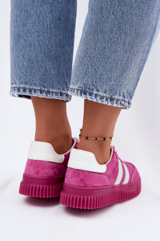 Rosa Veloursleder Plattform-Sneaker Artelle