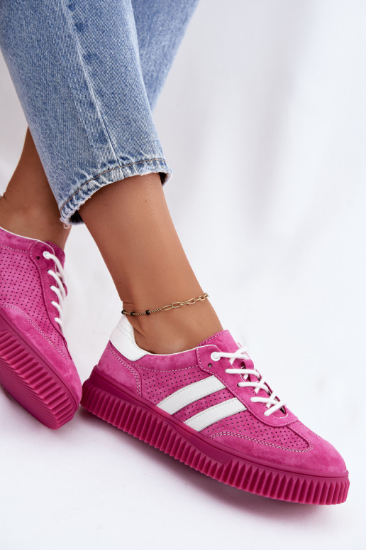 Rosa Veloursleder Plattform-Sneaker Artelle