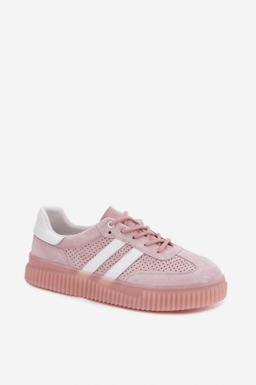 Rosa Veloursleder Plattform-Sneaker Artelle