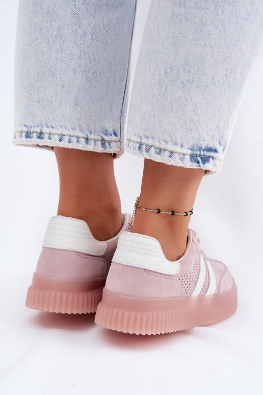 Rosa Veloursleder Plattform-Sneaker Artelle