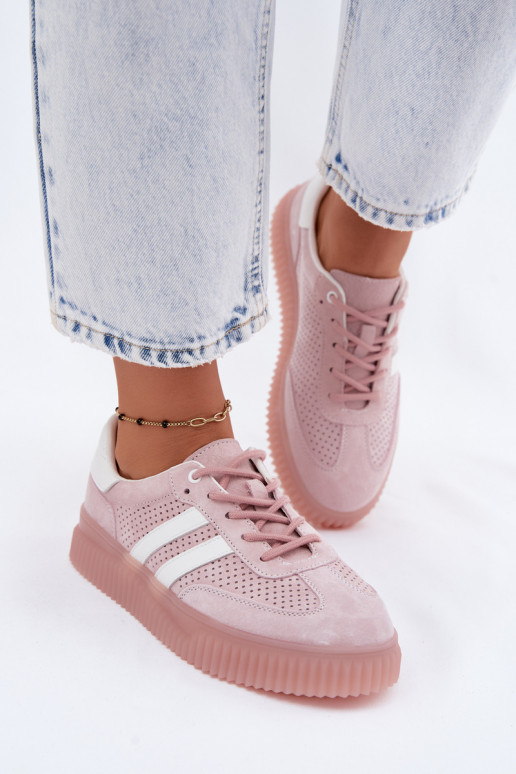 Rosa Veloursleder Plattform-Sneaker Artelle