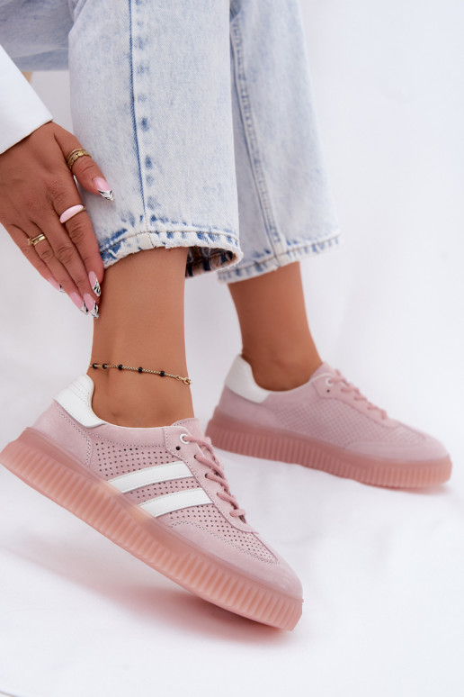 Rosa Veloursleder Plattform-Sneaker Artelle