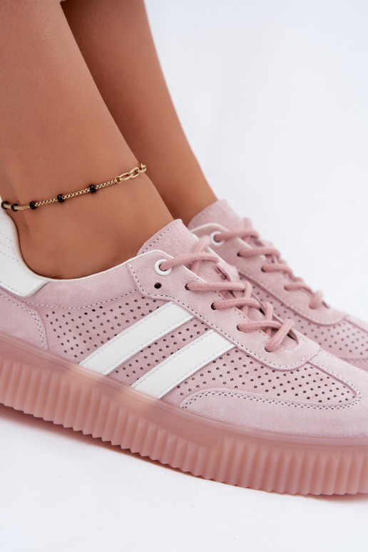 Rosa Veloursleder Plattform-Sneaker Artelle