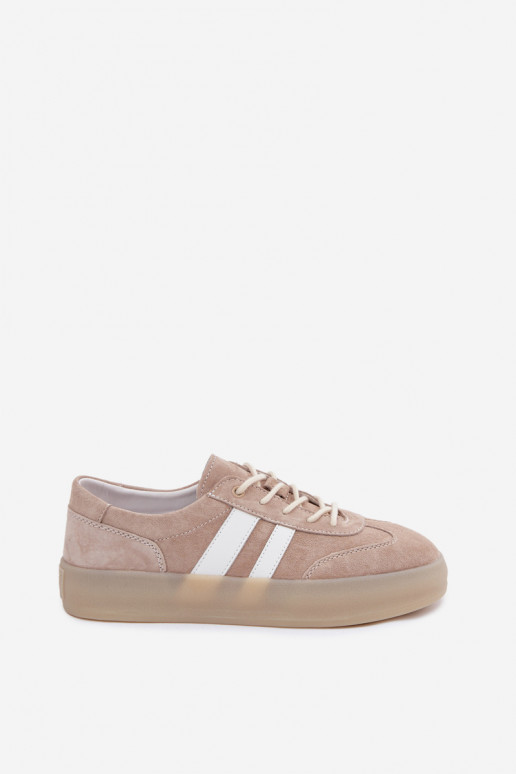 Beige Plattform-Sneaker aus Kunstveloursleder Coralia