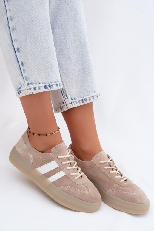 Beige Plattform-Sneaker aus Kunstveloursleder Coralia