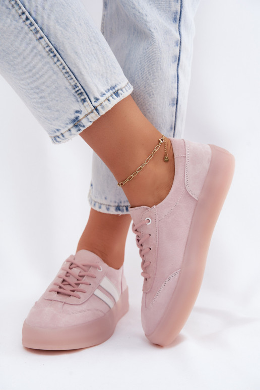 Rosa Plattform-Sneaker aus Kunstveloursleder Coralia