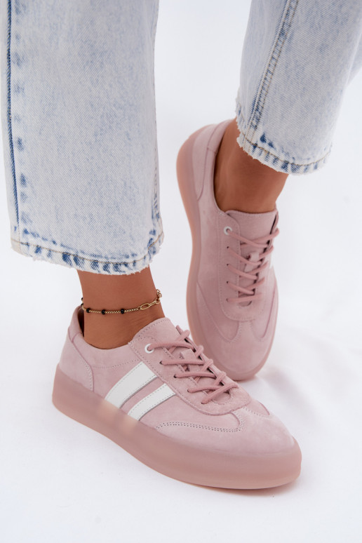 Rosa Plattform-Sneaker aus Kunstveloursleder Coralia