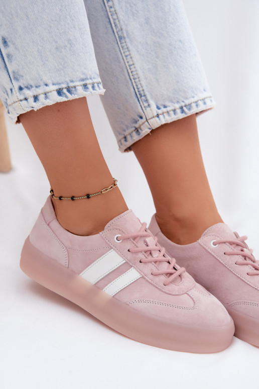 Rosa Plattform-Sneaker aus Kunstveloursleder Coralia