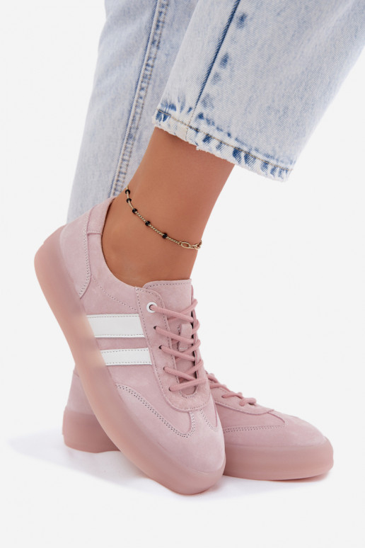 Rosa Plattform-Sneaker aus Kunstveloursleder Coralia
