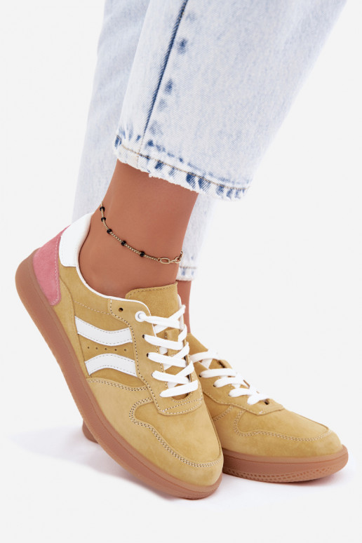 Gelbe Veloursleder Plattform-Sneaker Coressa