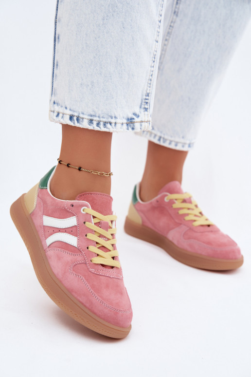 Rosa Veloursleder Plattform-Sneaker Coressa