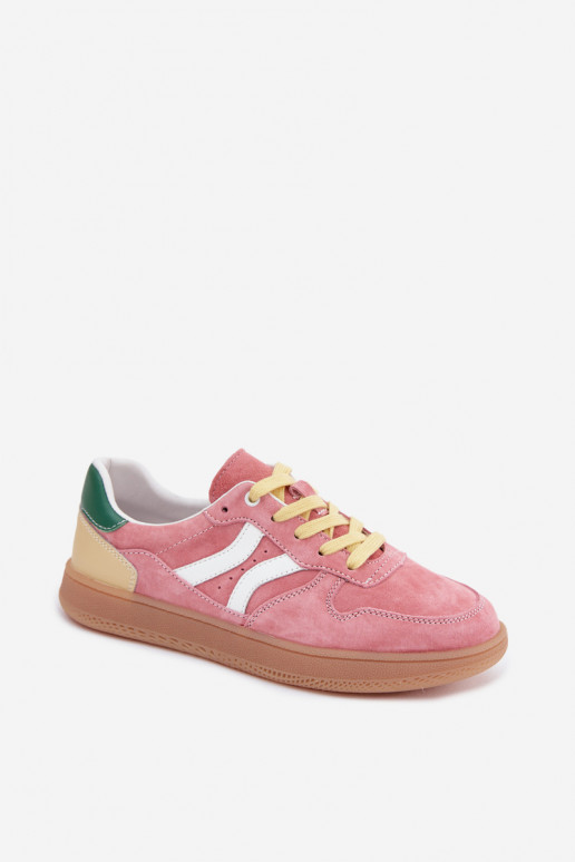 Rosa Veloursleder Plattform-Sneaker Coressa