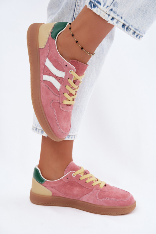 Rosa Veloursleder Plattform-Sneaker Coressa