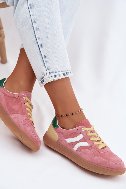 Rosa Veloursleder Plattform-Sneaker Coressa
