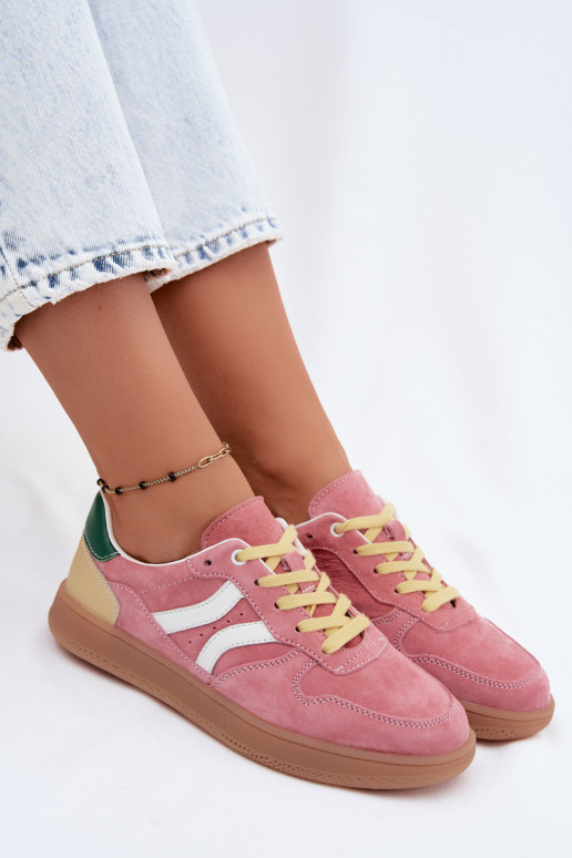 Rosa Veloursleder Plattform-Sneaker Coressa