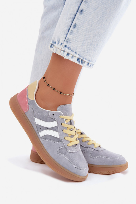 Blaue Veloursleder Plattform-Sneaker Coressa