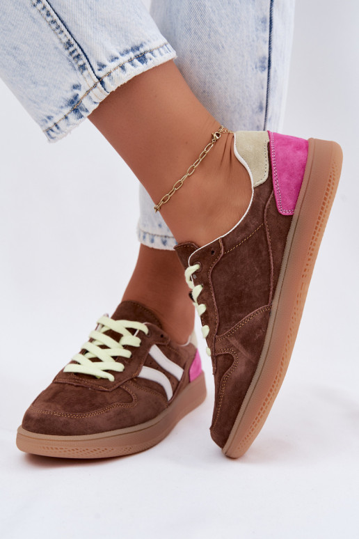 Braune Veloursleder Plattform-Sneaker Coressa