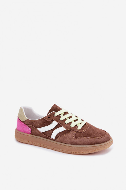 Braune Veloursleder Plattform-Sneaker Coressa