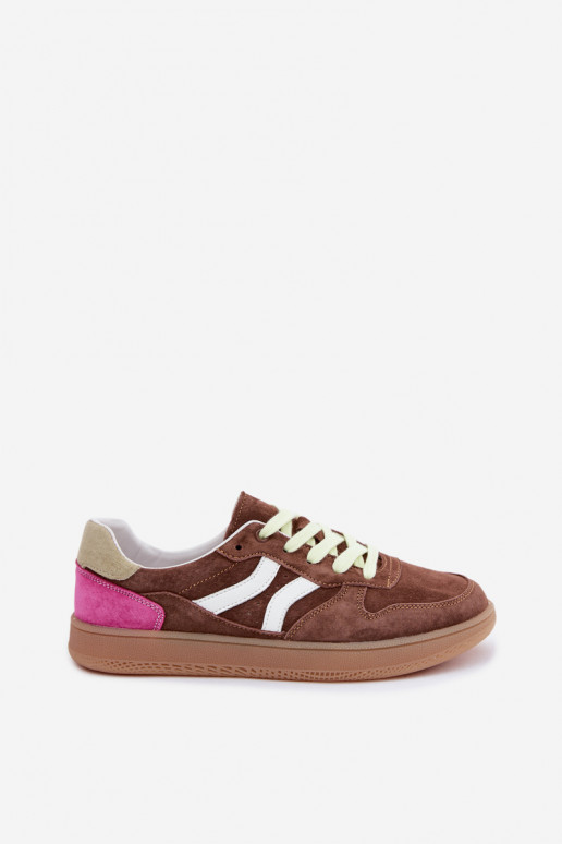 Braune Veloursleder Plattform-Sneaker Coressa